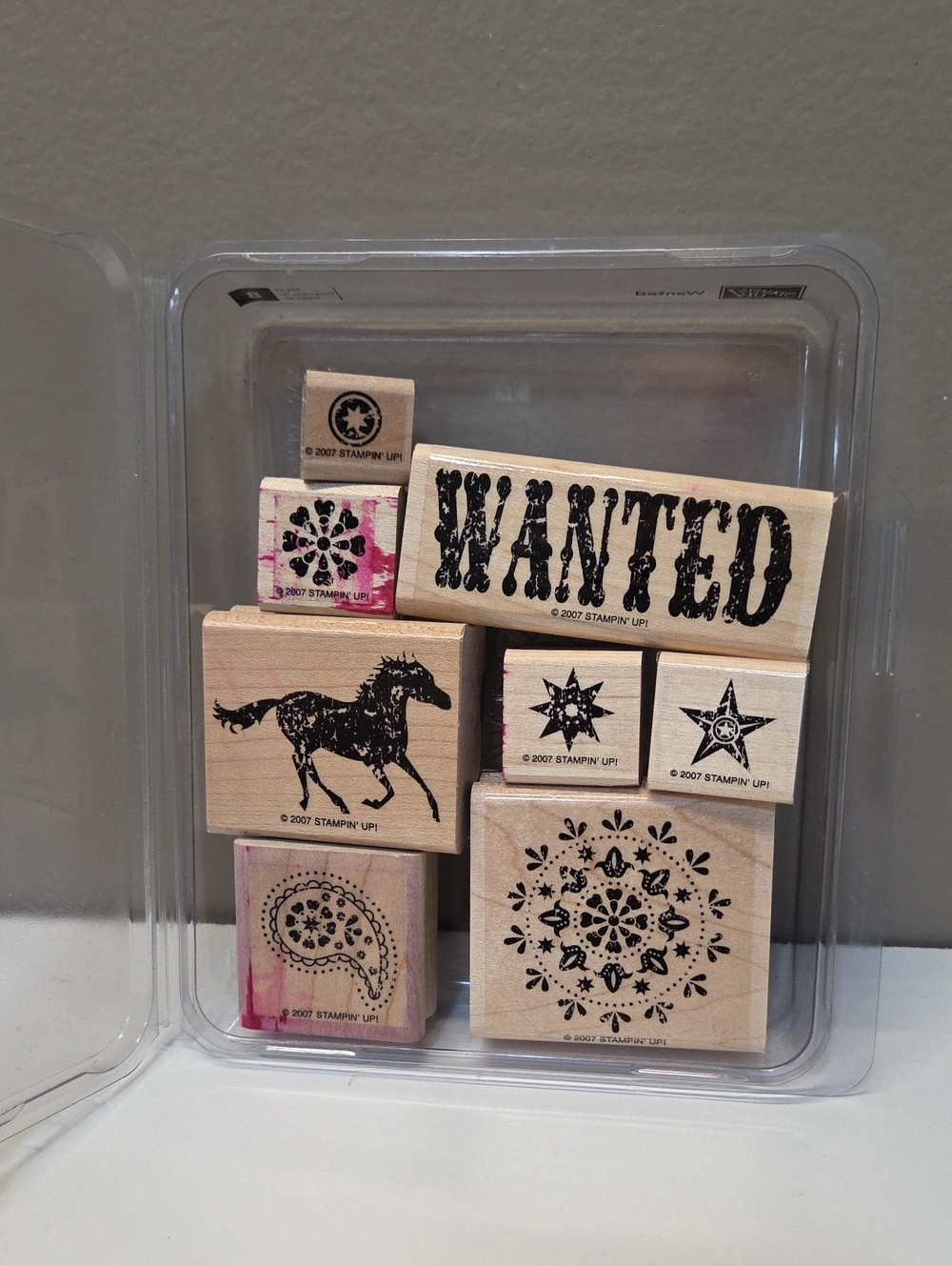 "WANTED" Stampin Up Wooden Stamp Set